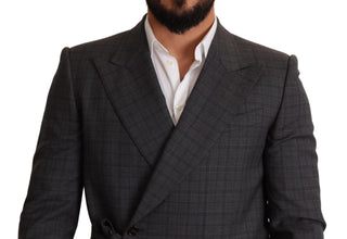 Blazer de lana gris a cuadros slim fit