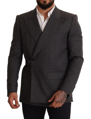 Blazer de lana gris a cuadros slim fit