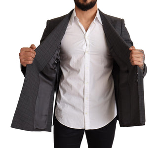 Blazer de lana gris a cuadros slim fit