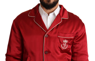 Chaqueta Bomber de Seda Roja con Botones y Logo DG