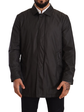 Schwarzer Polyester Trenchcoat für Herren