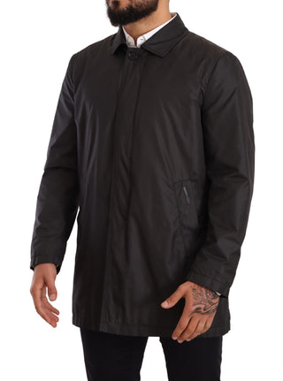 Schwarzer Polyester Trenchcoat für Herren