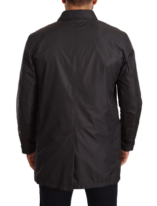 Schwarzer Polyester Trenchcoat für Herren
