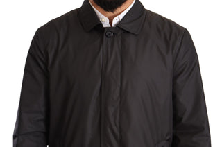 Schwarzer Polyester Trenchcoat für Herren