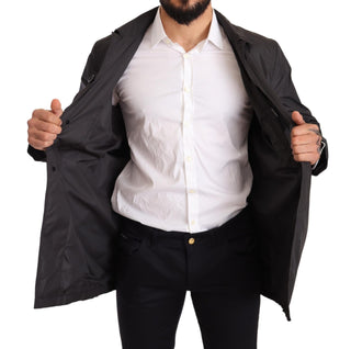 Schwarzer Polyester Trenchcoat für Herren