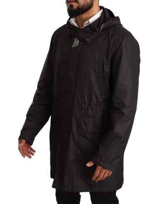 Schwarze Kapuzen-Herren-Trenchcoatjacke