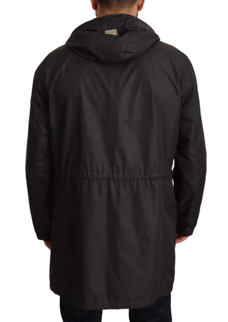 Schwarze Kapuzen-Herren-Trenchcoatjacke