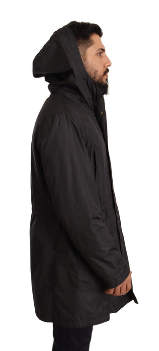 Schwarze Kapuzen-Herren-Trenchcoatjacke