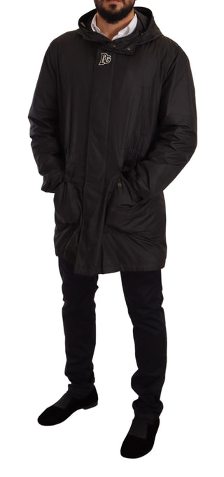 Schwarze Kapuzen-Herren-Trenchcoatjacke