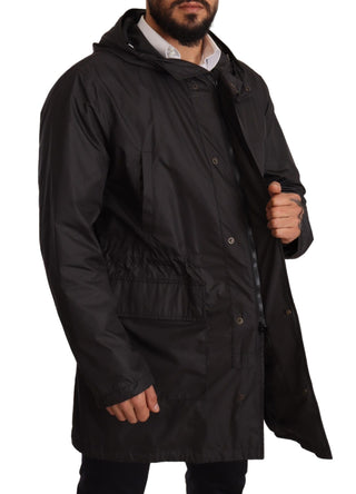 Schwarze Kapuzen-Herren-Trenchcoatjacke