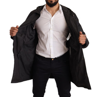 Schwarze Kapuzen-Herren-Trenchcoatjacke