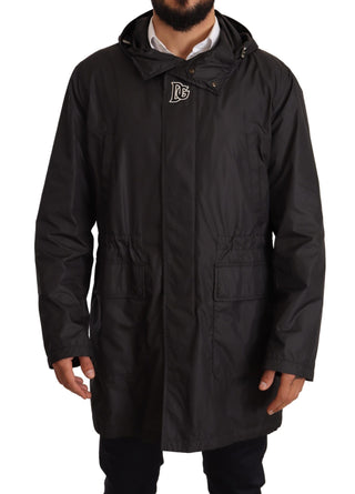 Schwarze Kapuzen-Herren-Trenchcoatjacke