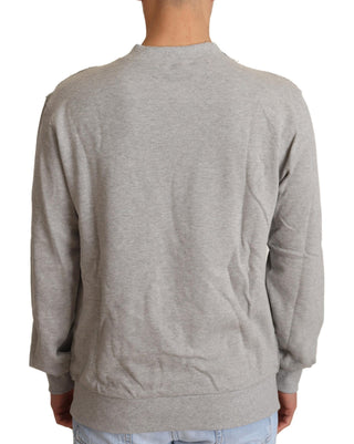 Grauer Baumwoll-Rundhals-Pullover