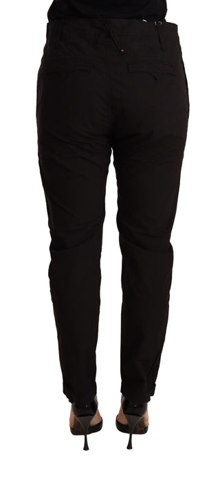 Schwarze Mid-Waist Baggy Fit Skinny Hose