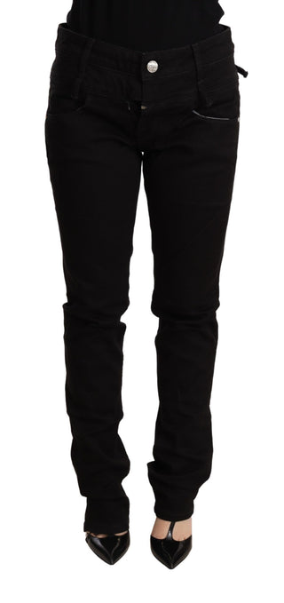 Pantalones de Mezclilla Skinny de Cintura Baja Negros
