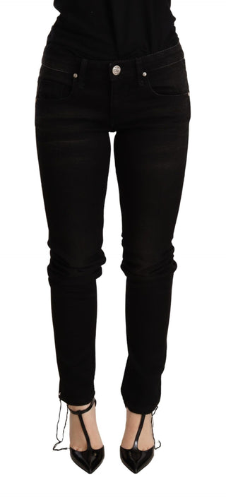 Pantalones de Mezclilla Skinny de Cintura Baja Negros