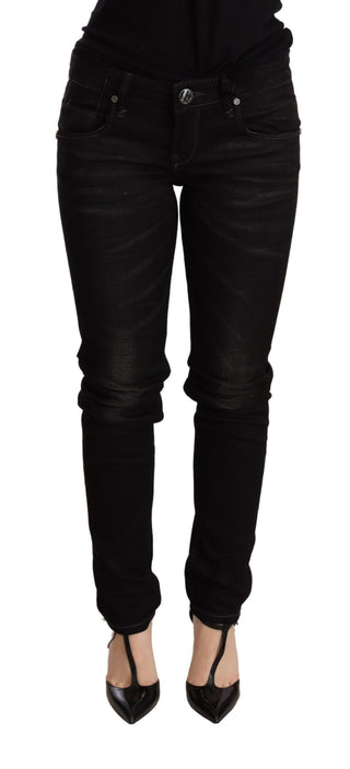 Pantalones de Mezclilla Skinny de Cintura Baja Negros
