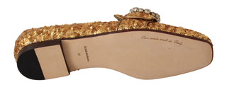 Gold Pailletten Kristall Flache Damen Loafer Schuhe