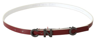 Bordeauxrotes Leder-Logo Skinny Fashion