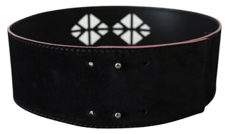 Cinturón de Cuero Negro Ancho con Estrellas para Mujeres