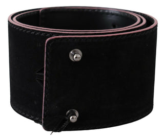 Cinturón de Cuero Negro Ancho con Estrellas para Mujeres