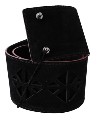 Cinturón de Cuero Negro Ancho con Estrellas para Mujeres