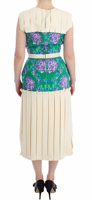 Mehrfarbiges Abendkleid, ärmellos, mit Blumenmuster