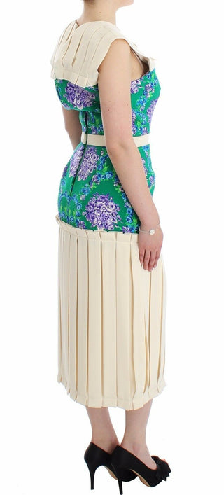 Mehrfarbiges Abendkleid, ärmellos, mit Blumenmuster