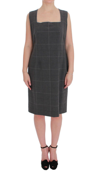 Conjunto de vestido blazer de algodón a cuadros gris