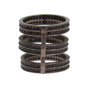 Schwarzer Zirkonia Rhodium 925 Silberring