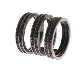 Schwarzer Zirkonia Rhodium 925 Silberring