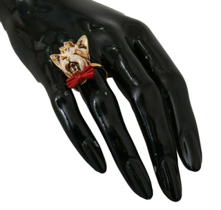 Gold Messing Harz Beige Hund Haustier Marken-Accessoire Ring