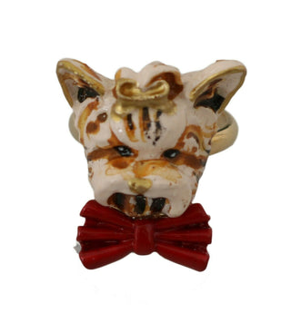 Gold Messing Harz Beige Hund Haustier Marken-Accessoire Ring