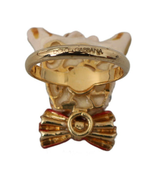 Gold Messing Harz Beige Hund Haustier Marken-Accessoire Ring