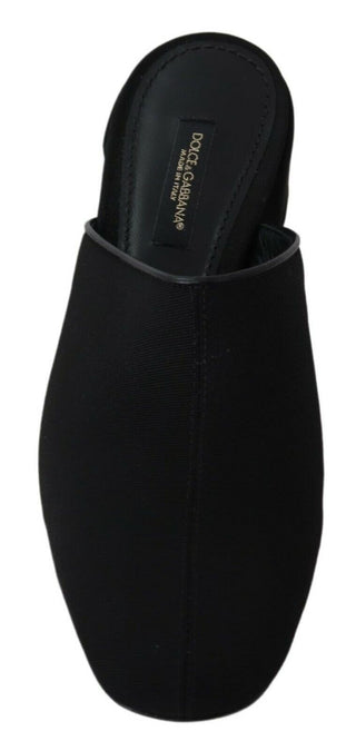 Schwarze Ripsband-Pantoletten Damen