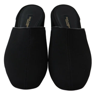 Schwarze Ripsband-Pantoletten Damen