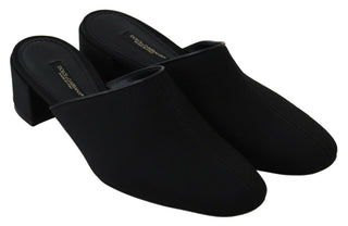 Schwarze Ripsband-Pantoletten Damen