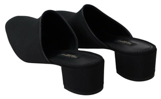 Schwarze Ripsband-Pantoletten Damen