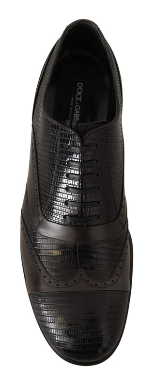 Braune Oxford-Halbschuhe aus Eidechsenleder