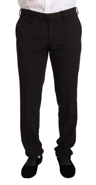Schwarzer Polyester Slim zweiteiliger Anzug TAGLIENTE