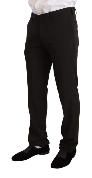 Schwarzer Polyester Slim zweiteiliger Anzug TAGLIENTE
