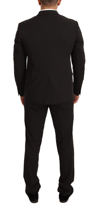Schwarzer Polyester Slim zweiteiliger Anzug TAGLIENTE