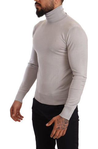 Grauer Kaschmir-Rollkragenpullover