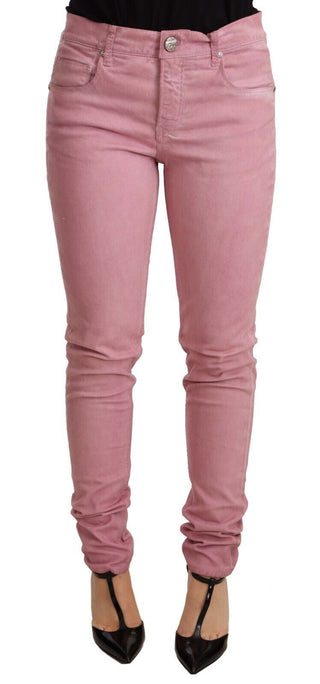 Pantalones skinny de denim para mujer de algodón rosa slim fit