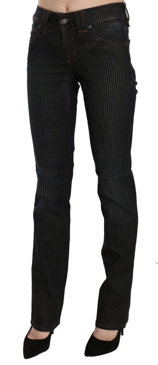 Pantalones de mezclilla de pana ajustados de cintura media negros