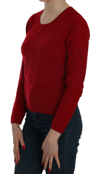 Suéter de cachemira rojo de cuello redondo