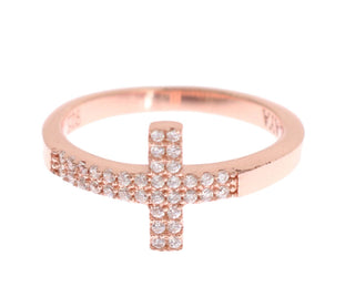 Damenkreuzring aus Roségold und 925er Silber mit Zirkonia