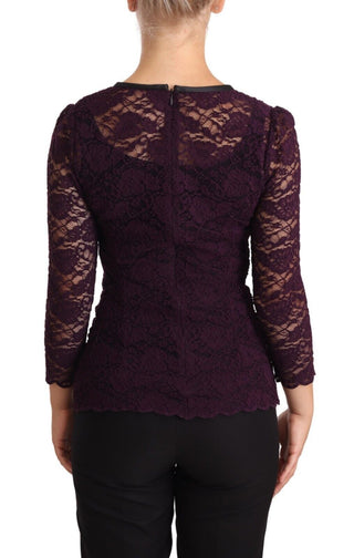 Lila Spitze Langarm Top Bluse