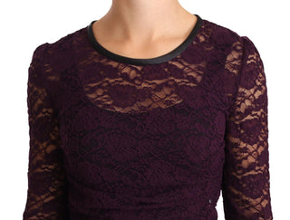 Lila Spitze Langarm Top Bluse