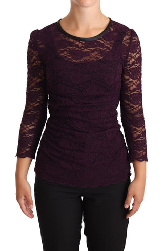 Lila Spitze Langarm Top Bluse